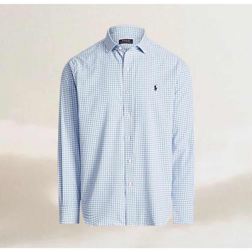 Polo Ralph Lauren Performance Golf Blue Plaid Long Sleeve Button Shirt‎ Size XL